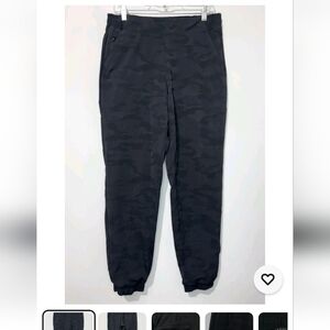 Athleta Brooklyn Textured Lined Jogger Womens Pants Black Camo Zip Pockets